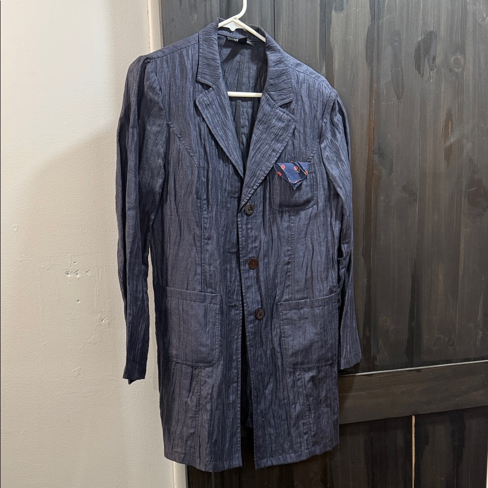 Sophisticated Navy Blue Louben Linen Women's Blazer